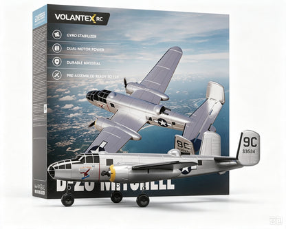 VolantexRC B-25 Mitchell 400mm 3CH EPP RC Plane RTF w/ Gyro Silver